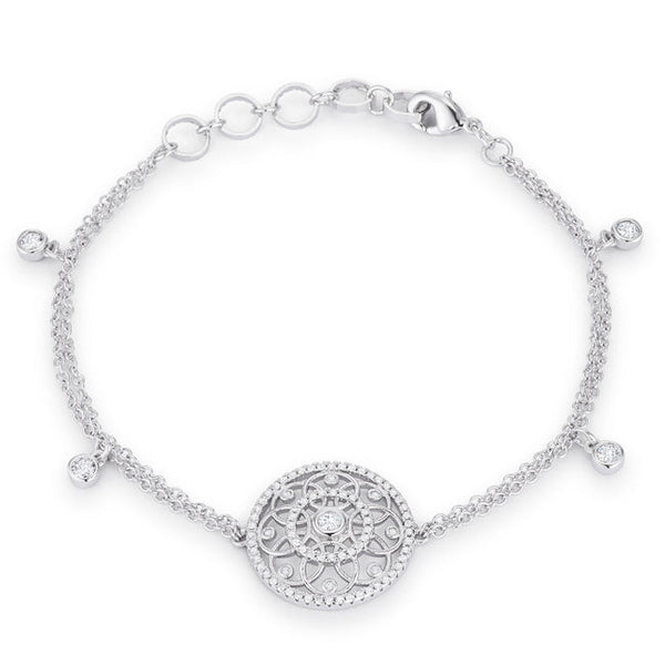 Lovcia Elegant Rhodium-Plated Bracelet with Interlocking Cubic Zirconia Circles-Bracelets-