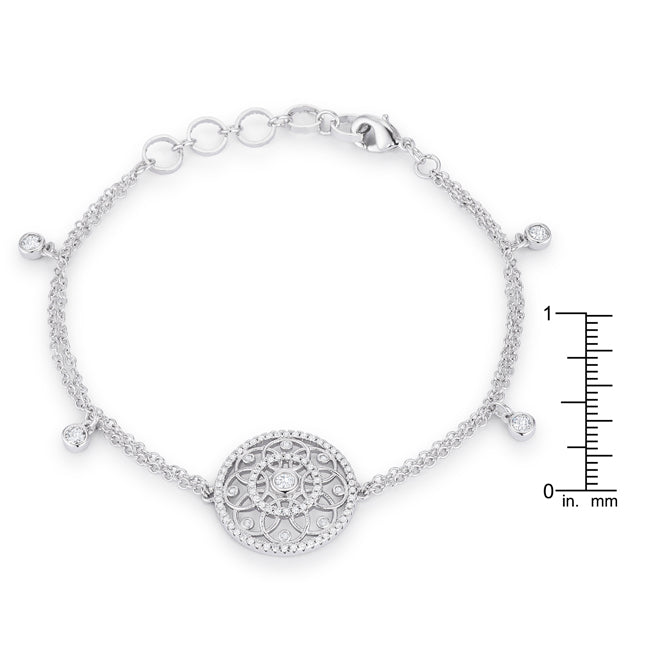 Lovcia Elegant Rhodium-Plated Bracelet with Interlocking Cubic Zirconia Circles-Bracelets-
