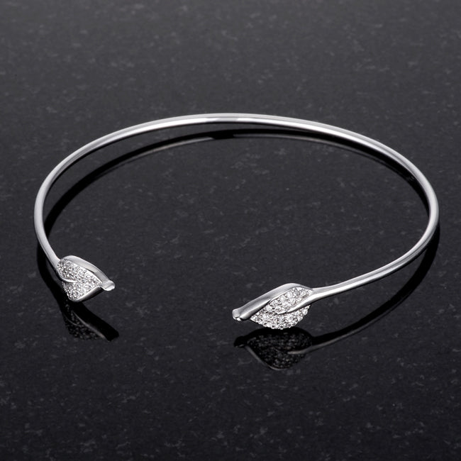 Lovcia Elegant Rhodium-Plated Bracelet with Sparkling Cubic Zirconia Accents-Bracelets-