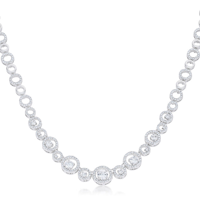 Lovcia Elegant Rhodium-Plated Cubic Zirconia Necklace-Necklaces-