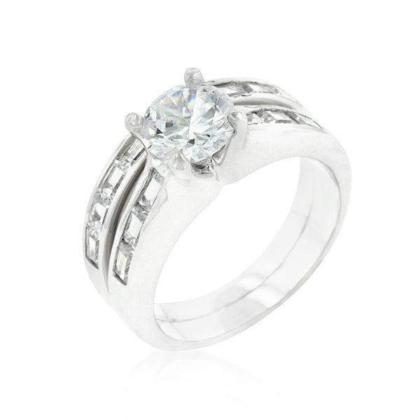 Lovcia Elegant Rhodium-Plated Cubic Zirconia Stackable Ring Set-Rings-5-5