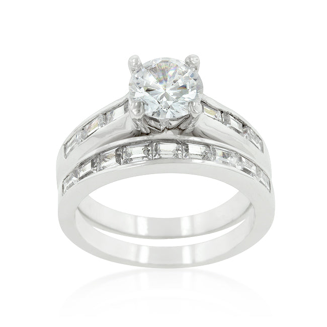 Lovcia Elegant Rhodium-Plated Cubic Zirconia Stackable Ring Set-Rings-5-5