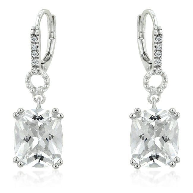 Lovcia Elegant Rhodium-Plated Radiant Drop Earrings-Earrings-