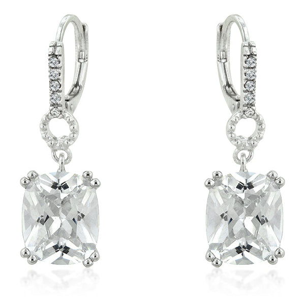 Lovcia Elegant Rhodium-Plated Radiant Drop Earrings-Earrings-