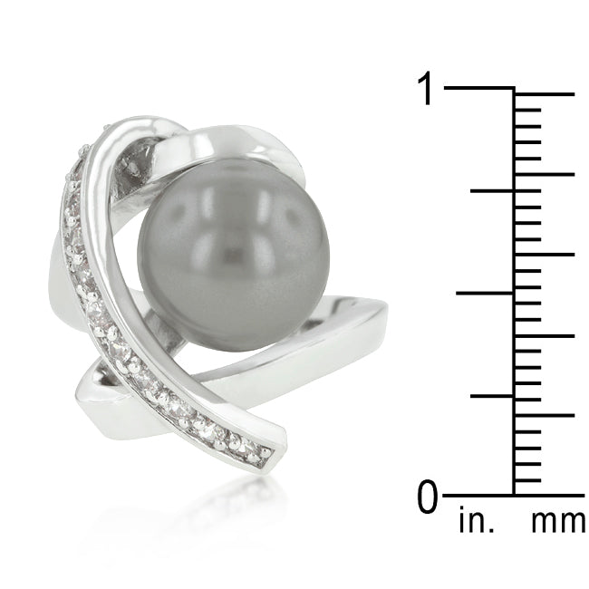 Lovcia Elegant Rhodium Plated Simulated Pearl Knot Ring-Rings-5-5