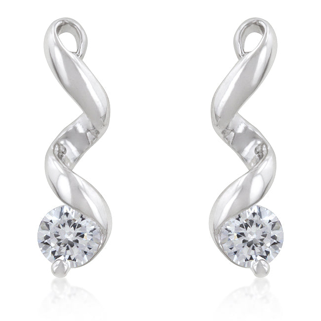 Lovcia Elegant Rhodium-Plated Solitaire Earrings-Earrings-