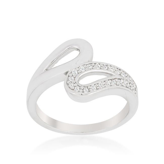 Lovcia Elegant Rhodium-Plated Split Shank Ring with Cubic Zirconia-Rings-5-5