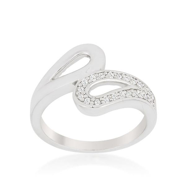 Lovcia Elegant Rhodium-Plated Split Shank Ring with Cubic Zirconia-Rings-5-5