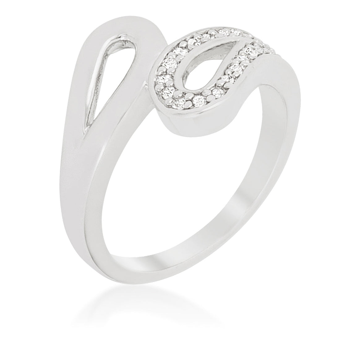 Lovcia Elegant Rhodium-Plated Split Shank Ring with Cubic Zirconia-Rings-5-5