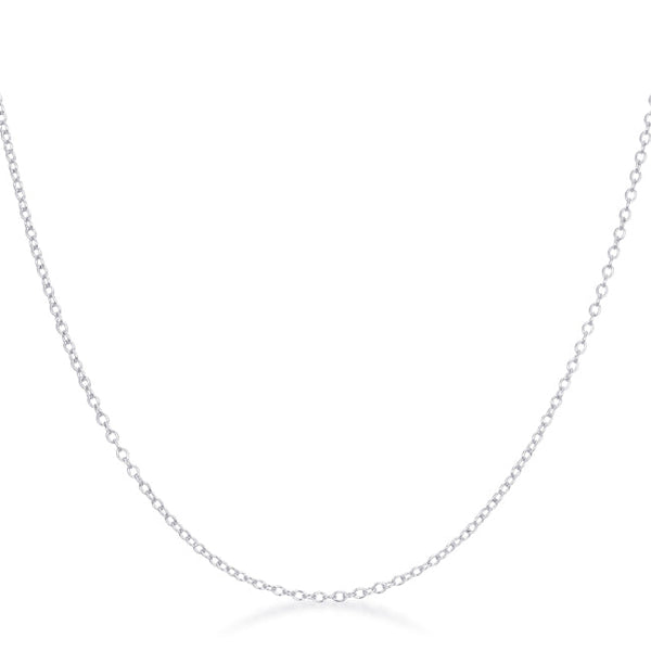 Lovcia Elegant Rhodium-Plated Sterling Silver Chain Necklace-Necklaces-