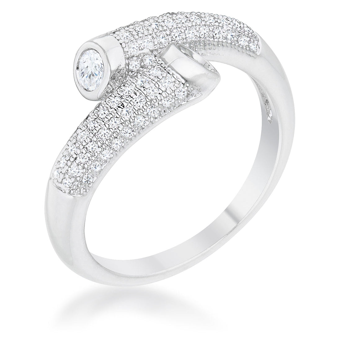 Lovcia Elegant Rhodium-Plated Wrap Ring with 0.62ct CZ Stones-Rings-5-5