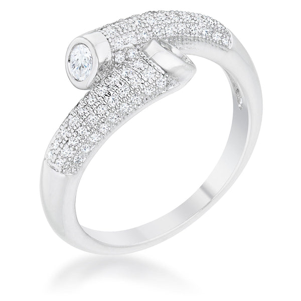 Lovcia Elegant Rhodium-Plated Wrap Ring with 0.62ct CZ Stones-Rings-5-5
