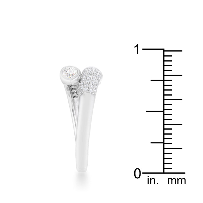 Lovcia Elegant Rhodium-Plated Wrap Ring with 0.62ct CZ Stones-Rings-5-5