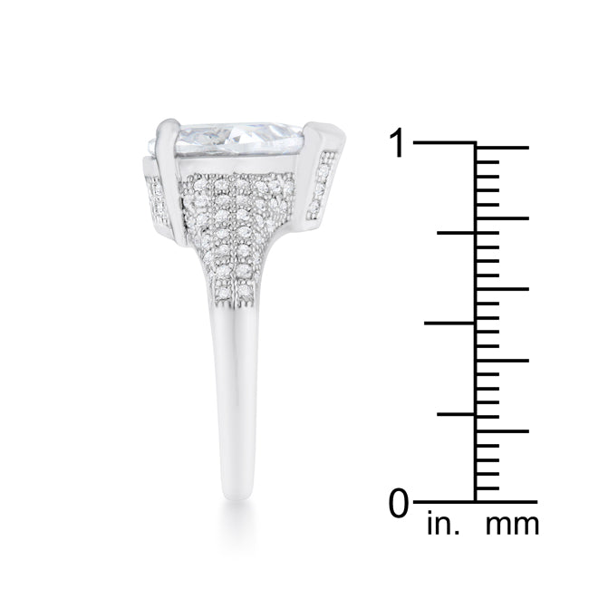Lovcia Elegant Rhyne 5.8ct Pear Cut CZ Rhodium Cocktail Ring-Rings-5-5