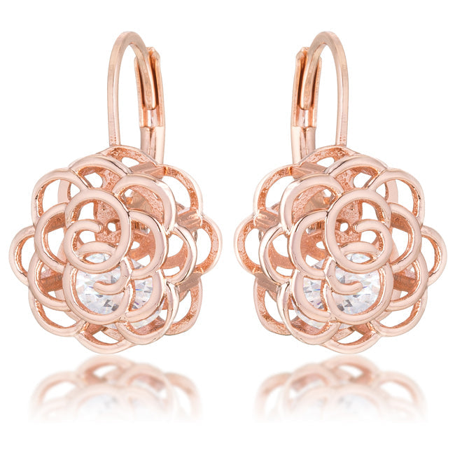 Lovcia Elegant Rose Gold Drop Earrings with 1.5ct Round CZ Stone-Earrings-