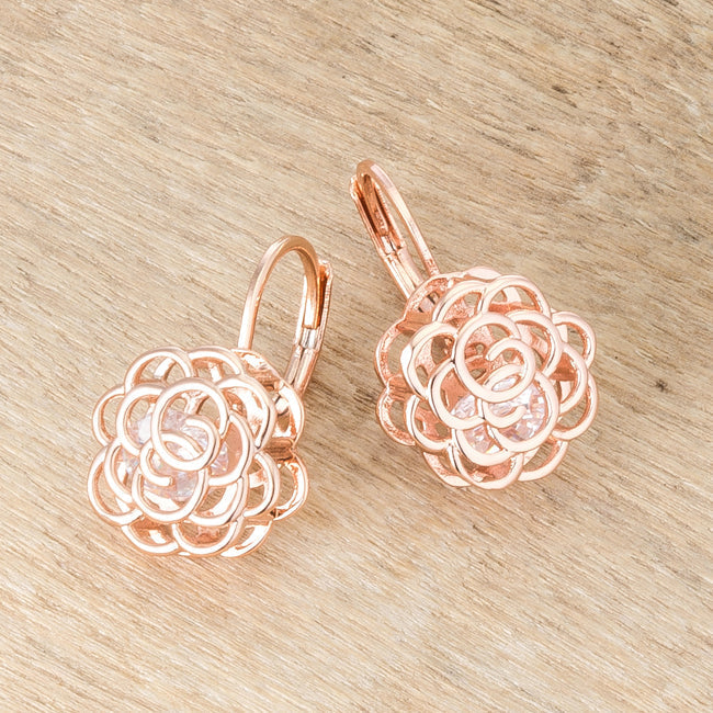 Lovcia Elegant Rose Gold Drop Earrings with 1.5ct Round CZ Stone-Earrings-