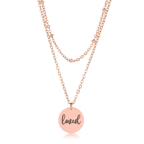 Lovcia Elegant Rose Gold LOVED Pendant Necklace-Necklaces-
