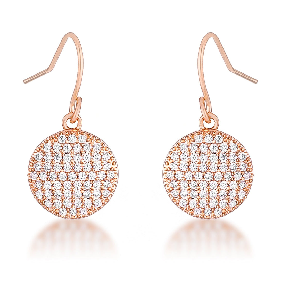Lovcia Elegant Rose Gold Plated Pave CZ Disc Earrings (.6 Ct)-Earrings-