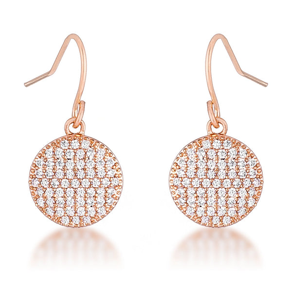 Lovcia Elegant Rose Gold Plated Pave CZ Disc Earrings (.6 Ct)-Earrings-