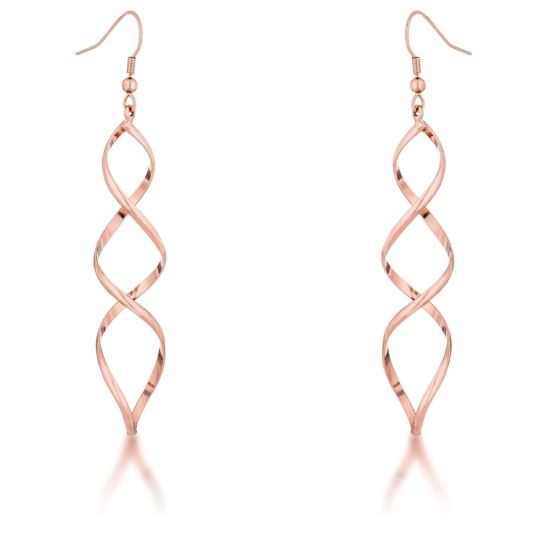 Lovcia Elegant Rose Gold Spiral Drop Earrings-Earrings-