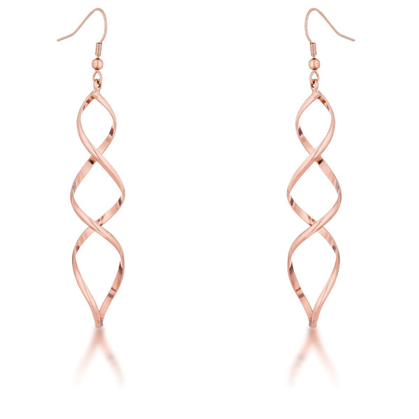 Lovcia Elegant Rose Gold Spiral Drop Earrings-Earrings-