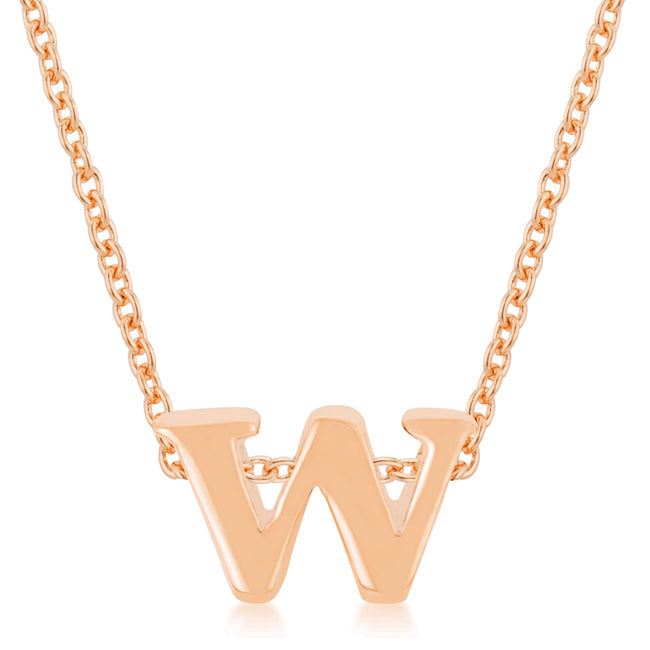 Lovcia Elegant Rose Gold-Tone Initial W Necklace-Pendants-