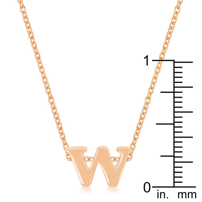 Lovcia Elegant Rose Gold-Tone Initial W Necklace-Pendants-