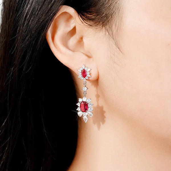 Lovcia Elegant Rose Petal Drop Earrings for Women-Earrings-E2913 Red-E2913 Red