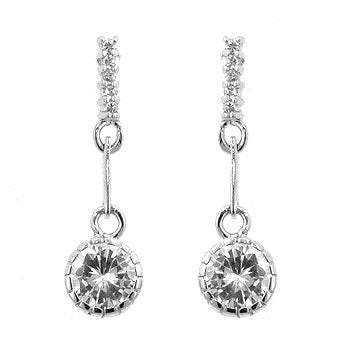 Lovcia Elegant Round Cubic Zirconia Dangle Earrings-Earrings-