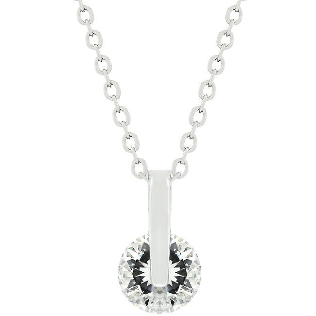 Lovcia Elegant Round Cubic Zirconia Solitaire Necklace-Pendants-