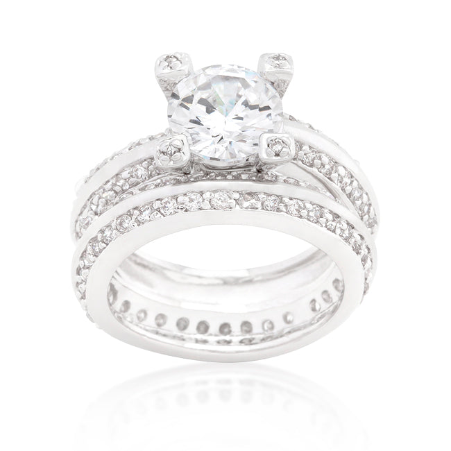 Lovcia Elegant Round Cut Cubic Zirconia Engagement Ring Set-Rings-5-5