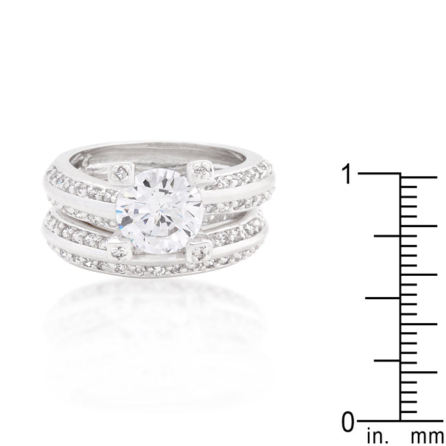 Lovcia Elegant Round Cut Cubic Zirconia Engagement Ring Set-Rings-5-5