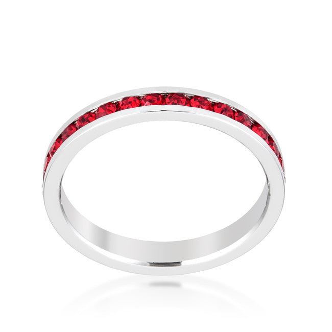 Lovcia Elegant Ruby Crystal Eternity Band with Rhodium Plating-Rings-5-5