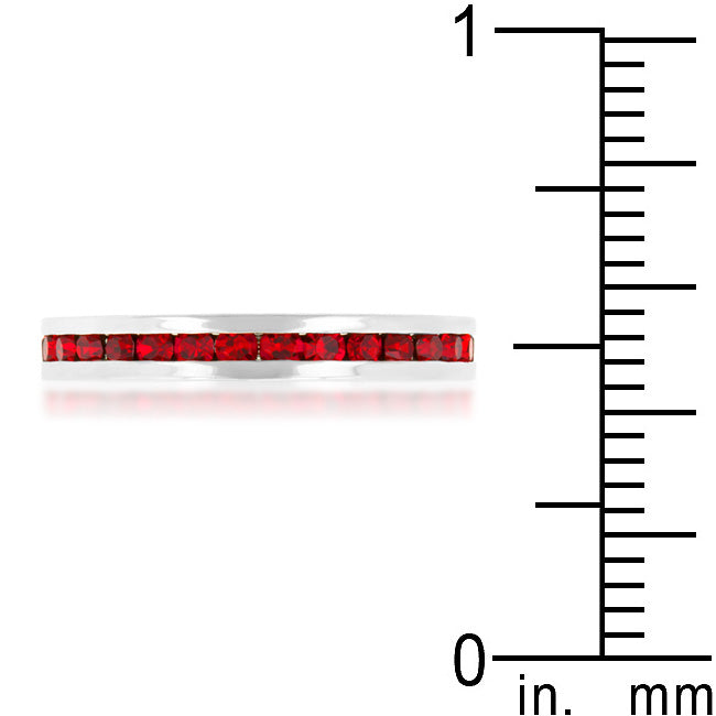 Lovcia Elegant Ruby Crystal Eternity Band with Rhodium Plating-Rings-5-5