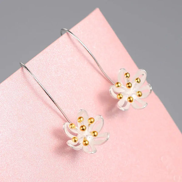 Lovcia Elegant S925 Sterling Silver Floral Earrings from Thailand-Earrings-Silver-Silver