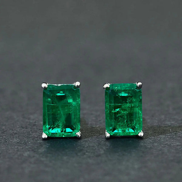 Lovcia Elegant S925 Sterling Silver Rhombus Emerald Earrings-Earrings-Emerald green-925 silver-Emerald green