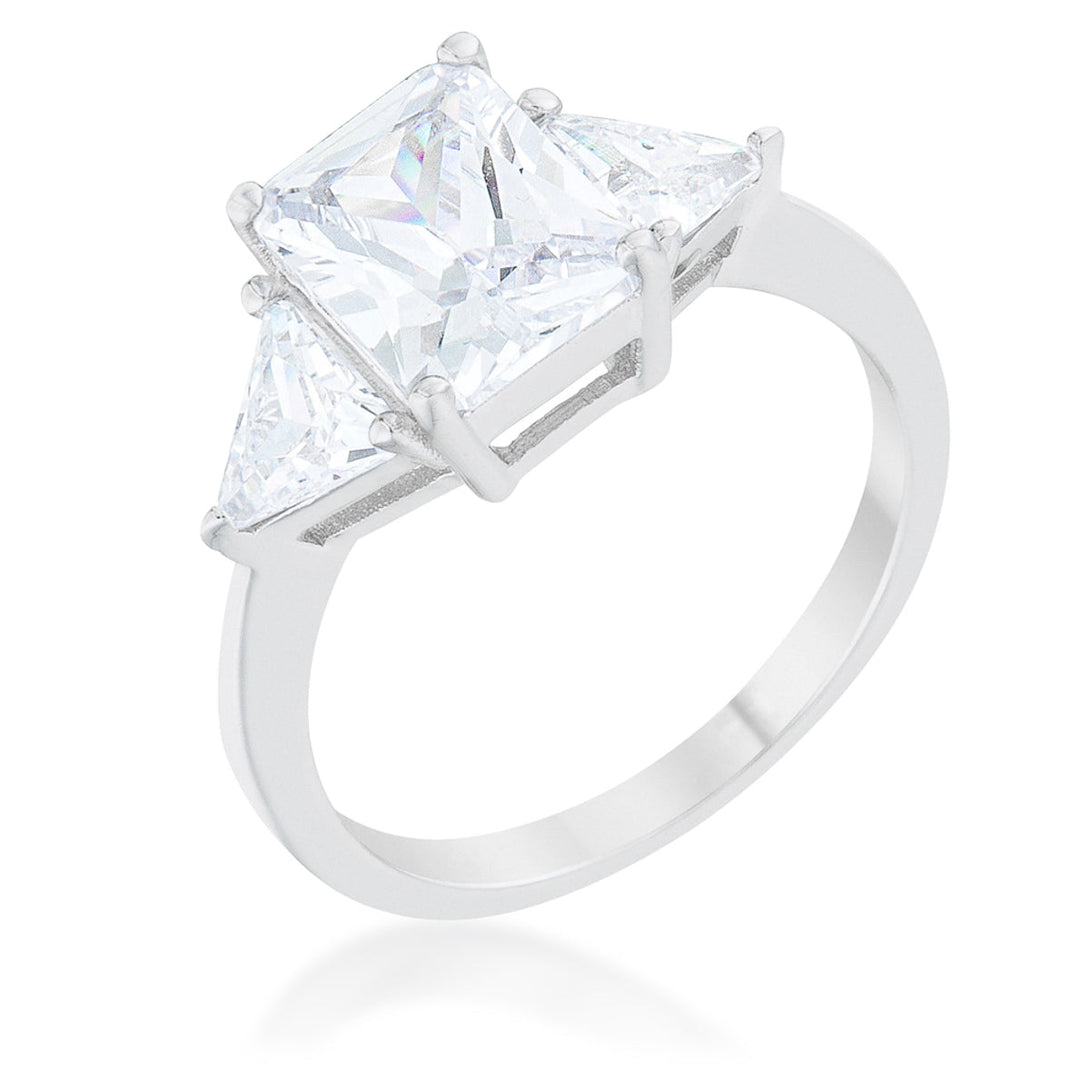 Lovcia Elegant Sapphire Emerald Cut Sterling Silver Engagement Ring-Rings-5-5