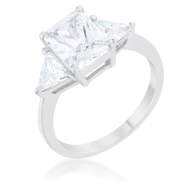 Lovcia Elegant Sapphire Emerald Cut Sterling Silver Engagement Ring-Rings-5-5