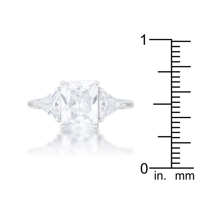Lovcia Elegant Sapphire Emerald Cut Sterling Silver Engagement Ring-Rings-5-5