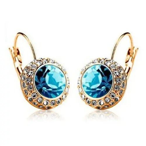 Lovcia Elegant Semicircular Crystal Earrings - Moon River Collection-Earrings-Gold blue-Gold blue