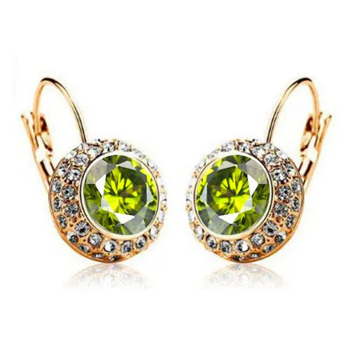 Lovcia Elegant Semicircular Crystal Earrings - Moon River Collection-Earrings-Gold green-Gold green