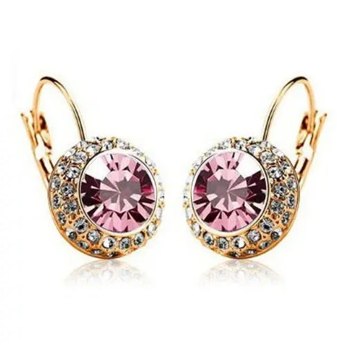 Lovcia Elegant Semicircular Crystal Earrings - Moon River Collection-Earrings-Gold pink-Gold pink