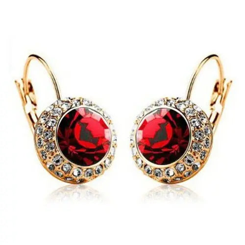 Lovcia Elegant Semicircular Crystal Earrings - Moon River Collection-Earrings-Gold red-Gold red