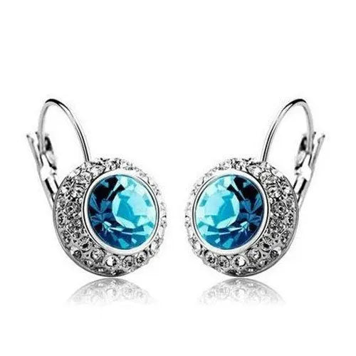 Lovcia Elegant Semicircular Crystal Earrings - Moon River Collection-Earrings-Silver blue-Silver blue