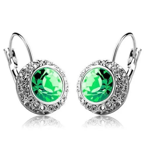 Lovcia Elegant Semicircular Crystal Earrings - Moon River Collection-Earrings-Silver green-Silver green