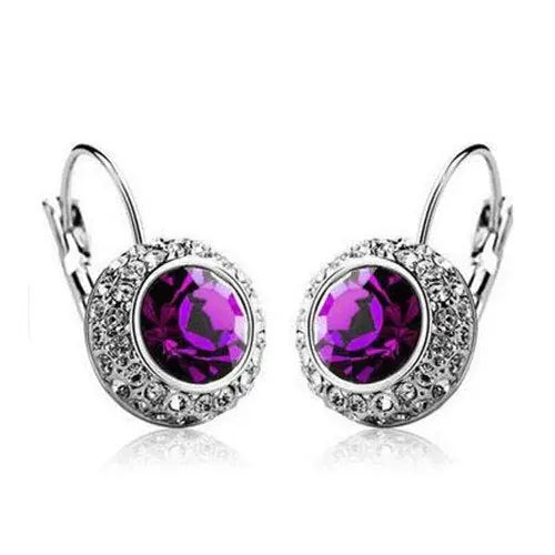 Lovcia Elegant Semicircular Crystal Earrings - Moon River Collection-Earrings-Silver purple-Silver purple