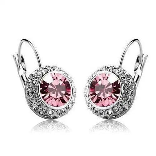 Lovcia Elegant Semicircular Crystal Earrings - Moon River Collection-Earrings-Silver purple-Silver purple
