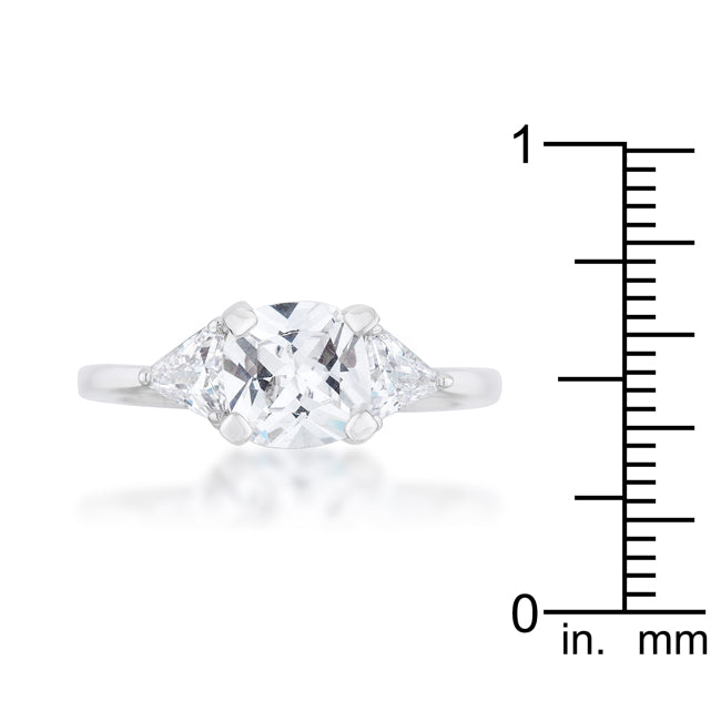 Lovcia Elegant Shonda 1.8ct Clear CZ Rhodium Trillion & Cushion Cut Engagement Ring-Rings-5-5