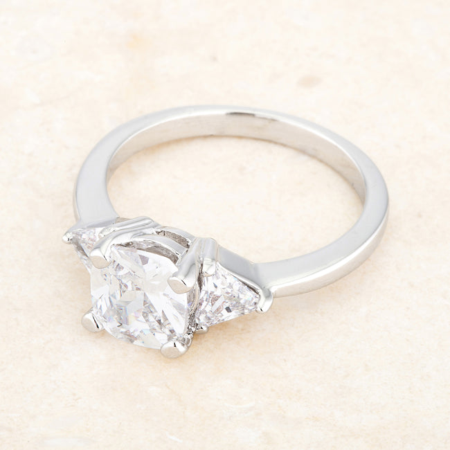 Lovcia Elegant Shonda 1.8ct Clear CZ Rhodium Trillion & Cushion Cut Engagement Ring-Rings-5-5
