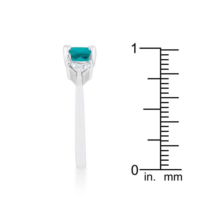Lovcia Elegant Shonda Aqua CZ Rhodium Cushion Cut Statement Ring, 1.8ct-Rings-5-5